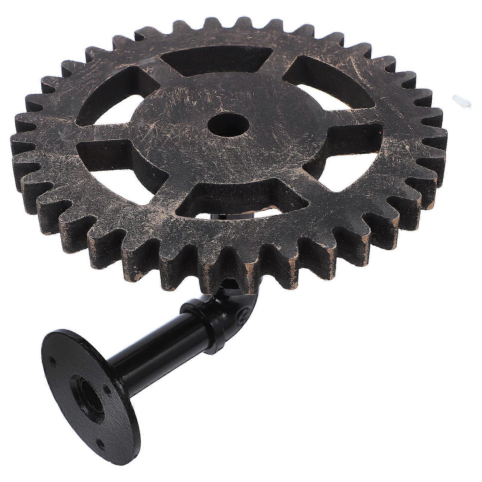 Industrial Pipe Wall Shelf with Steampunk Gear Design