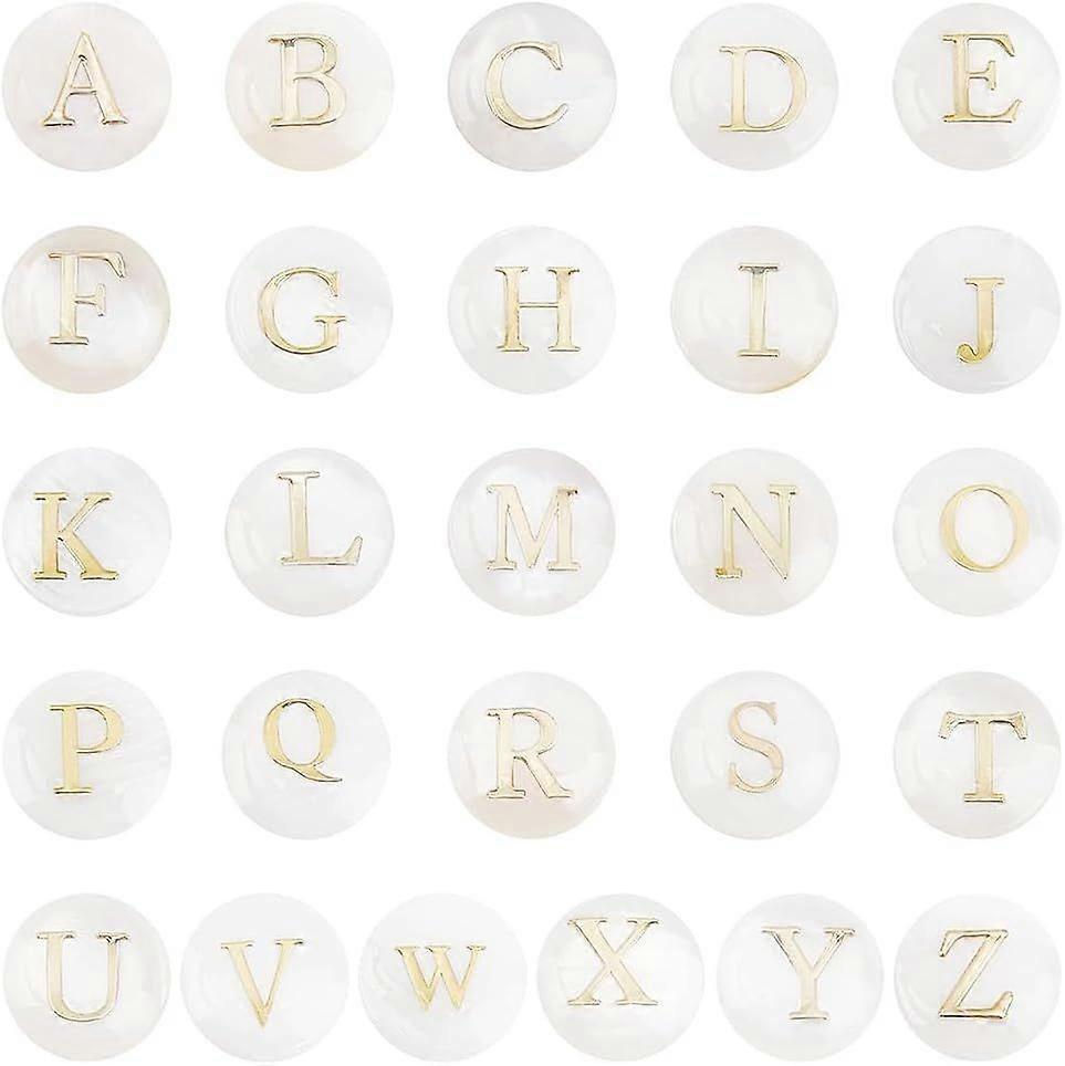 1 Box 8mm 52Pcs Letter Shell Beads Shells Beads Natural Alphabet White A to Z Letters Spell Name Conch Summer Loose Spacer for Crafts Jewelry Making D