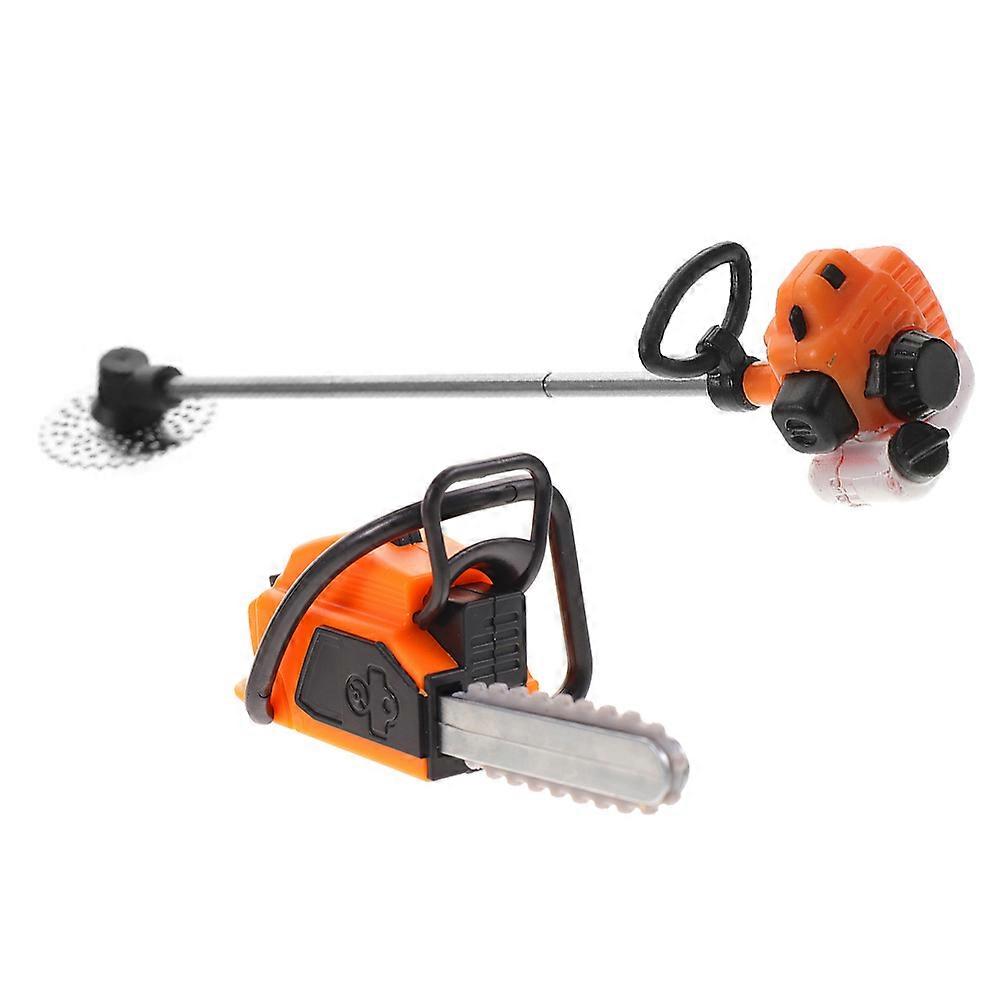 Mini Electric Chainsaw Figurine for Decoration with 1Set Tiny Model