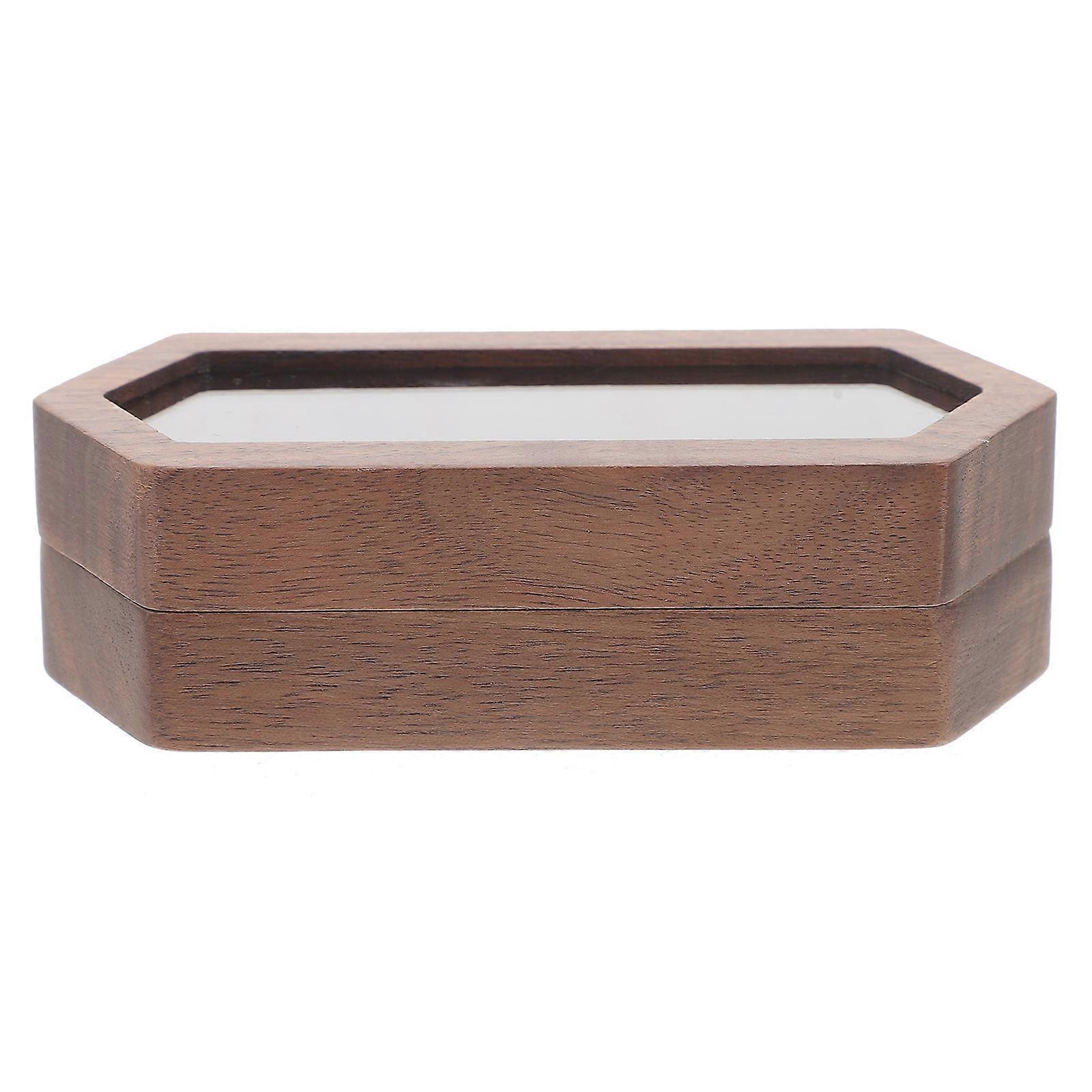 Brown Wooden Ring Box for Storage Use Wedding Ring Box Case with Magnet