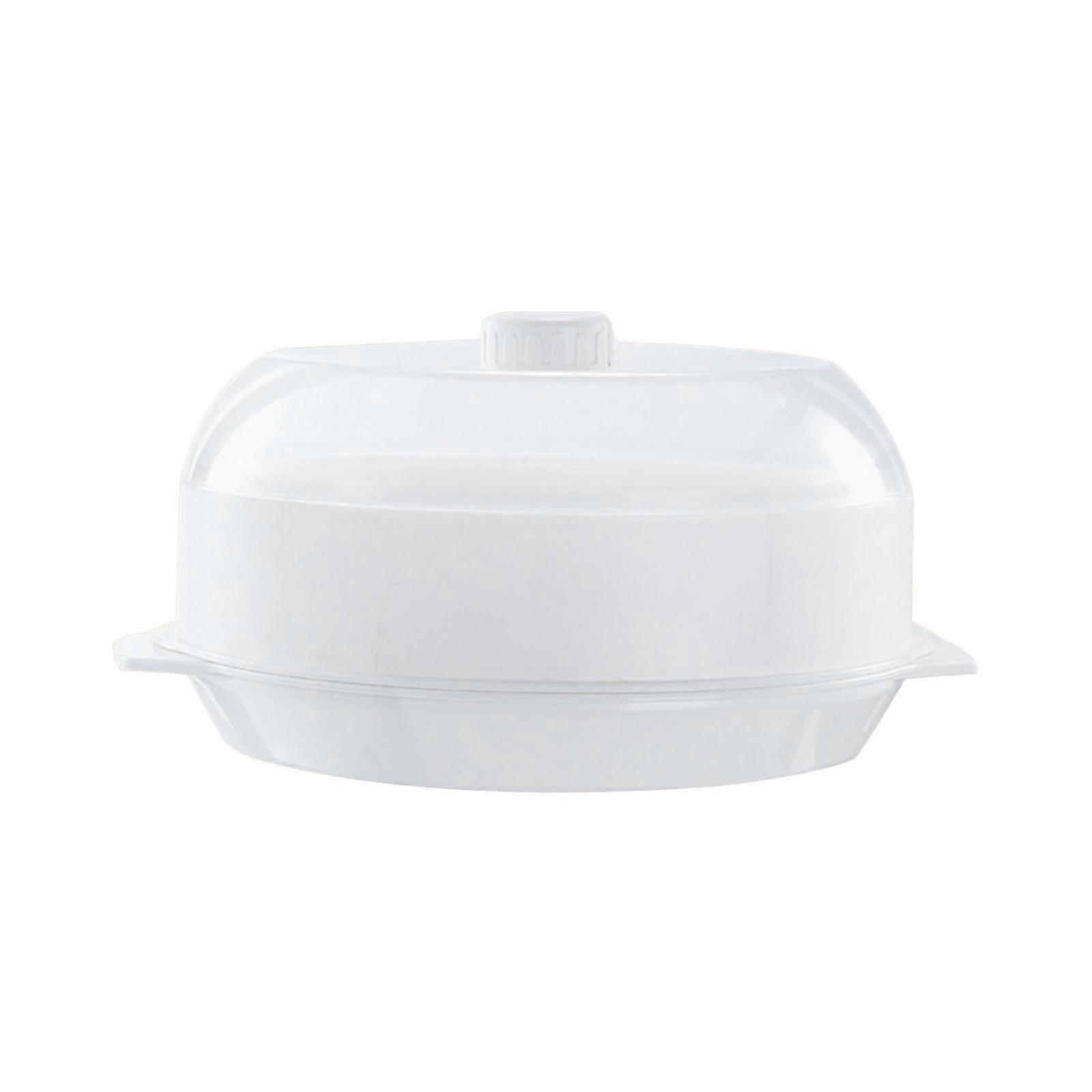 Microwave Food Steamer Stackable Food Container For Vegetables Kitchen Fish White Single Layer
