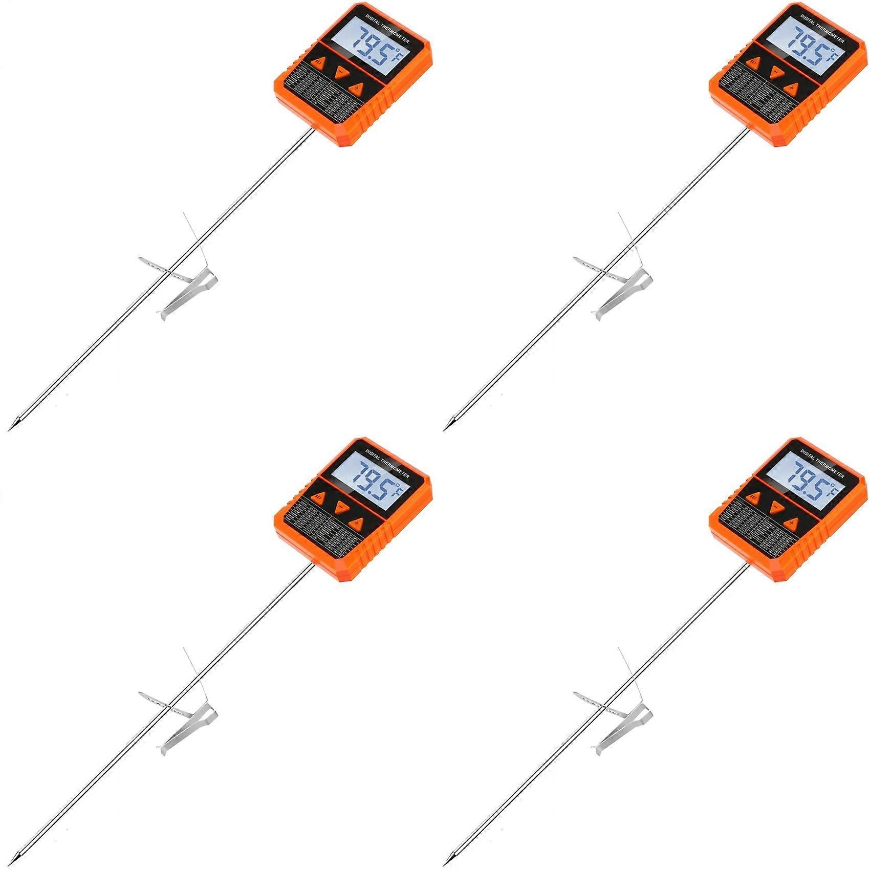 4X Probe Candy Thermometer with Pot Clip,Alarm Function,IPX6 Waterproof Rotatable Large Display Deep Fry Oil Thermometer