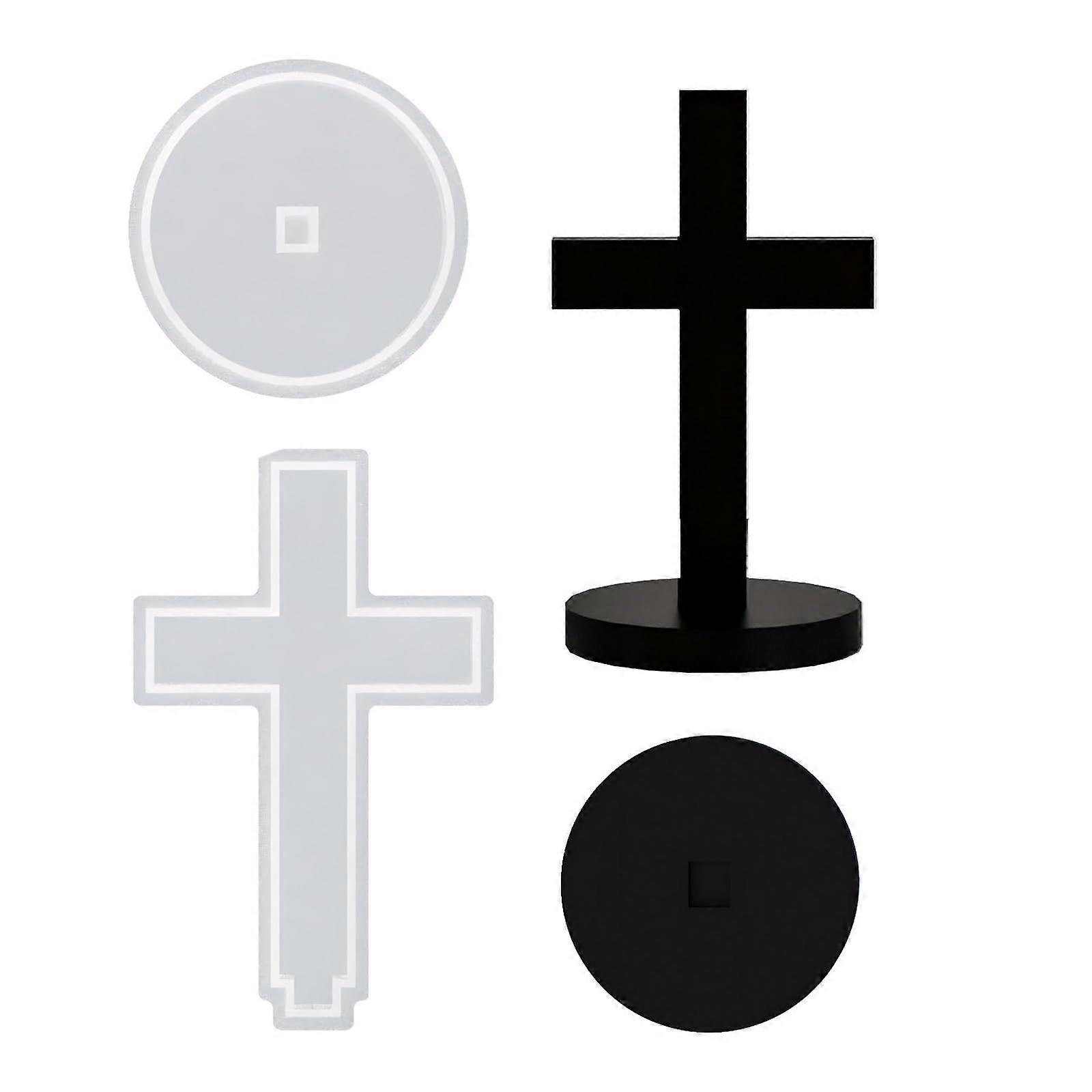 5'' Standing Cross Silicone Mold with Base for Epoxy Resin Casting DIY Crafts and Home Decor