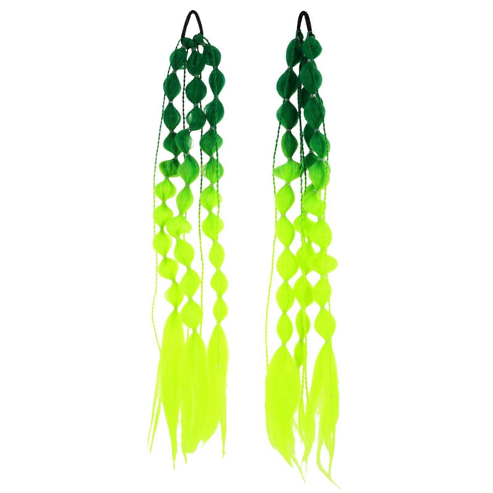 Bubble Braid Ponytail Extensions Gradient Emerald Ombre ClipIn Hairpiece for Festival and Rave