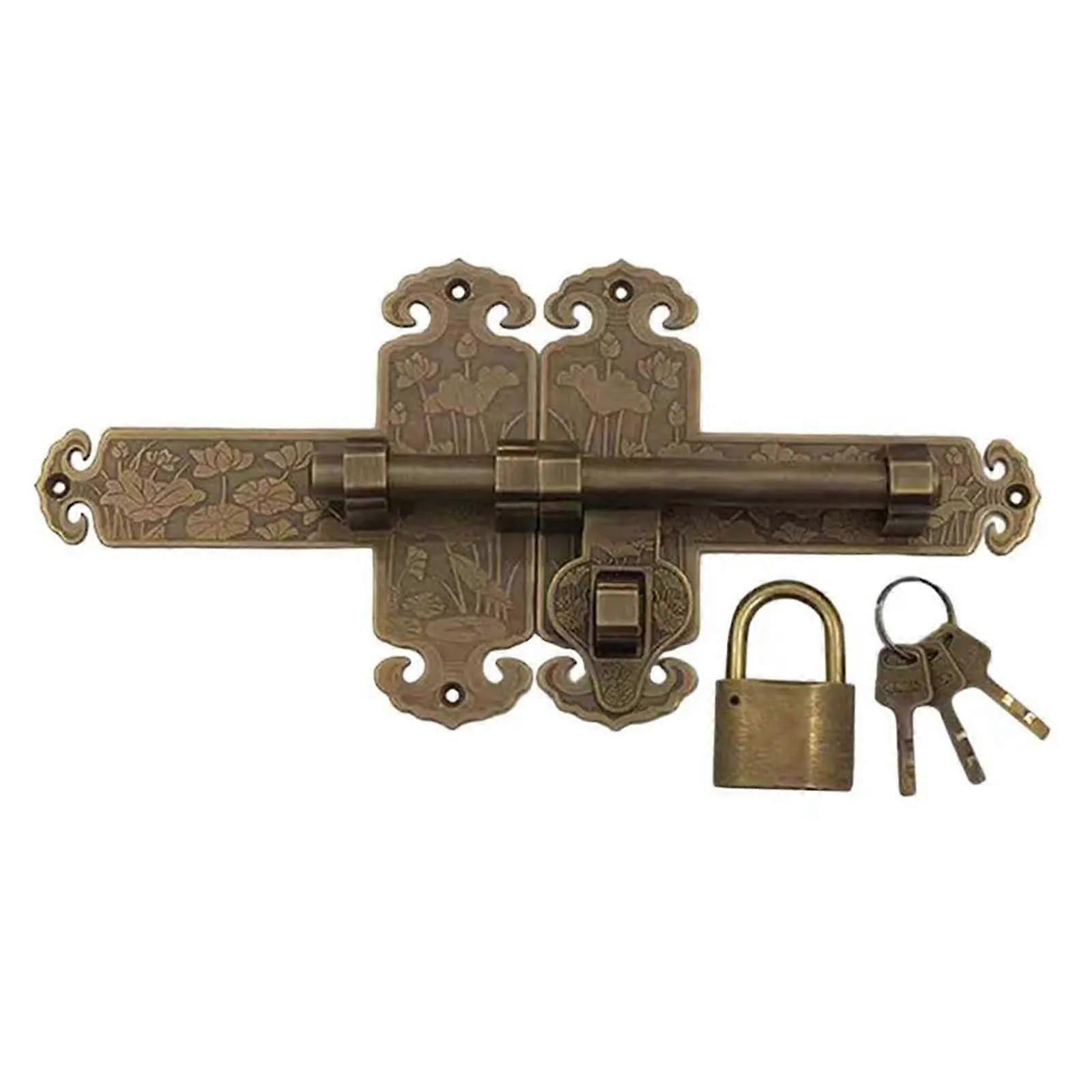 Classic Bronze Brass Door Lock Set with Key for Interior Doors, Durable and Easy Installation