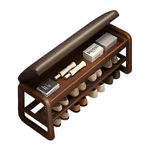 Shoe Storage Bench with Cushion and Rack, Compact 60cm Entryway Organizer, Hidden Compartment