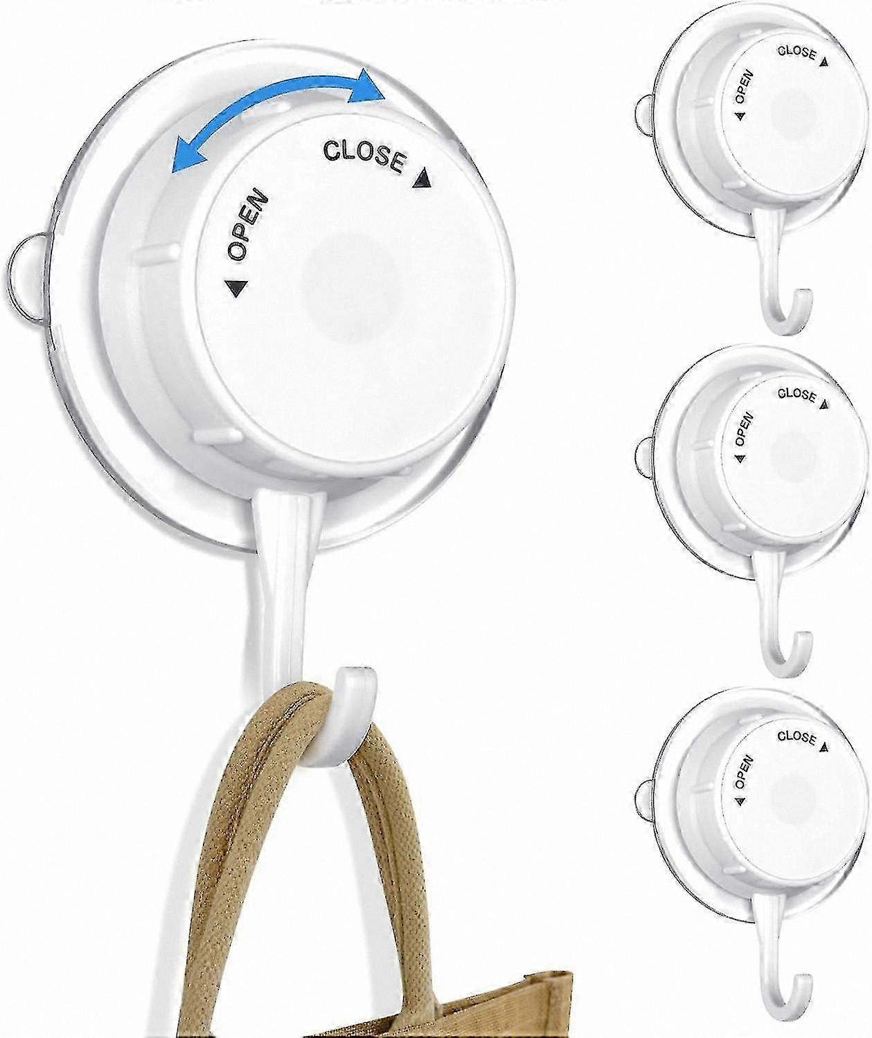 KINZON 4-Pack Suction Hooks for Bathroom, Shower, Kitchen, Window - Reusable Towel Hooks