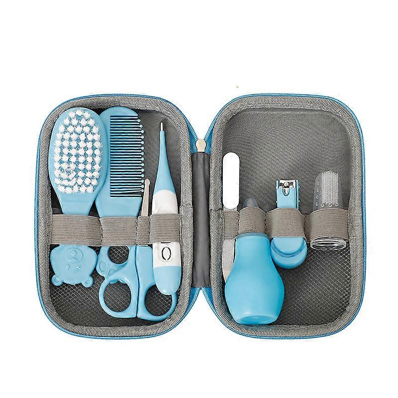 8PCS Baby Care Cleaning Set Nail Clippers Comb Head Massage Nasal Aspirator Thermometer Soft Bristle Brush Children Grooming Kit