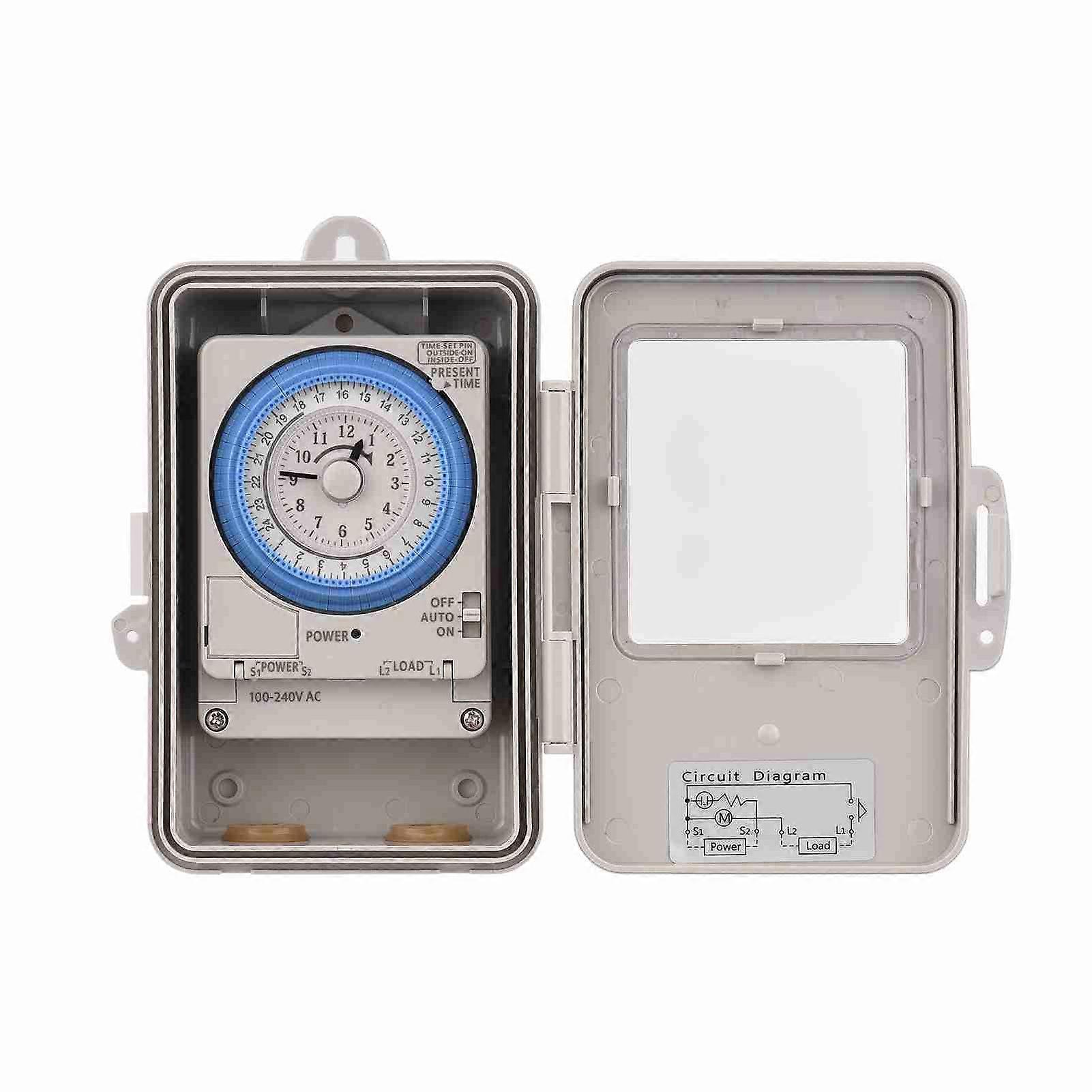 Mechanical 24 Hours Timer Switch IP53 Rating Programmable Electrical Timer Switch Box AC 100-240V 15 Minutes Interval 96 Times