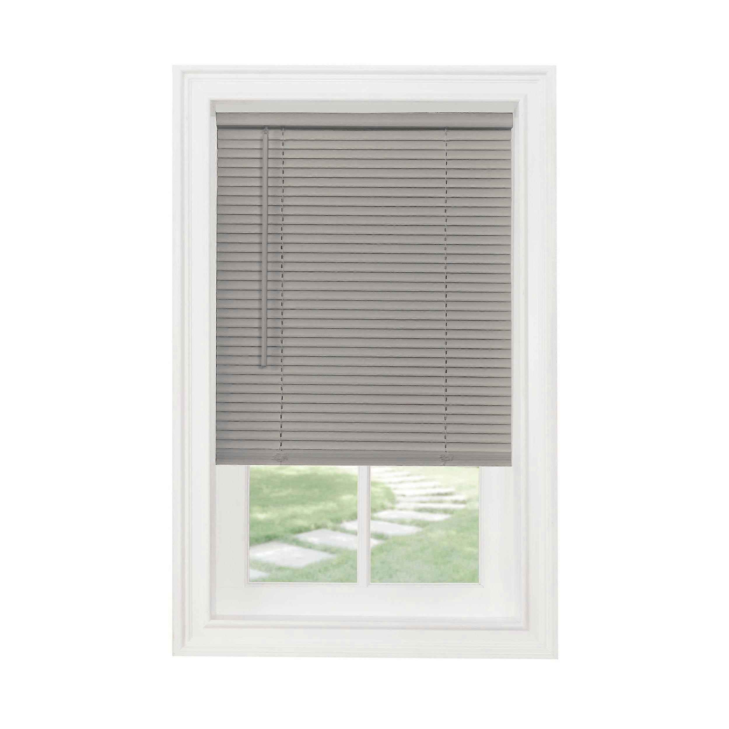 Achim Cordless Vinyl Mini Window Blind, Grey, 27" x 64"
