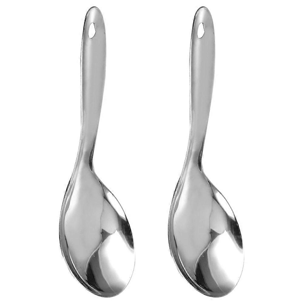Silver Stainless Steel Rice Spoon for Serving 2Pcs Practical Cooking Spoon