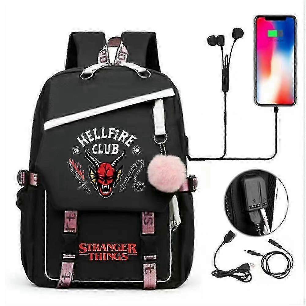 2025 Stranger Things Theme School Bag Usb Charging Backpack Gifts