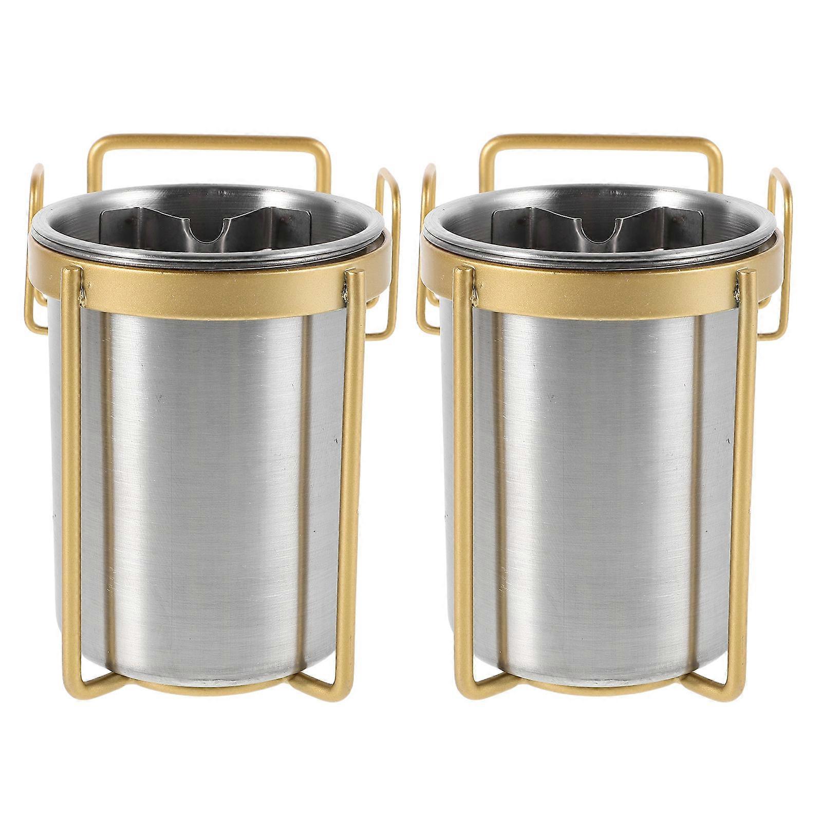 Ash Tray Wall Mounted Ash Container for Storage 2Pcs Silver