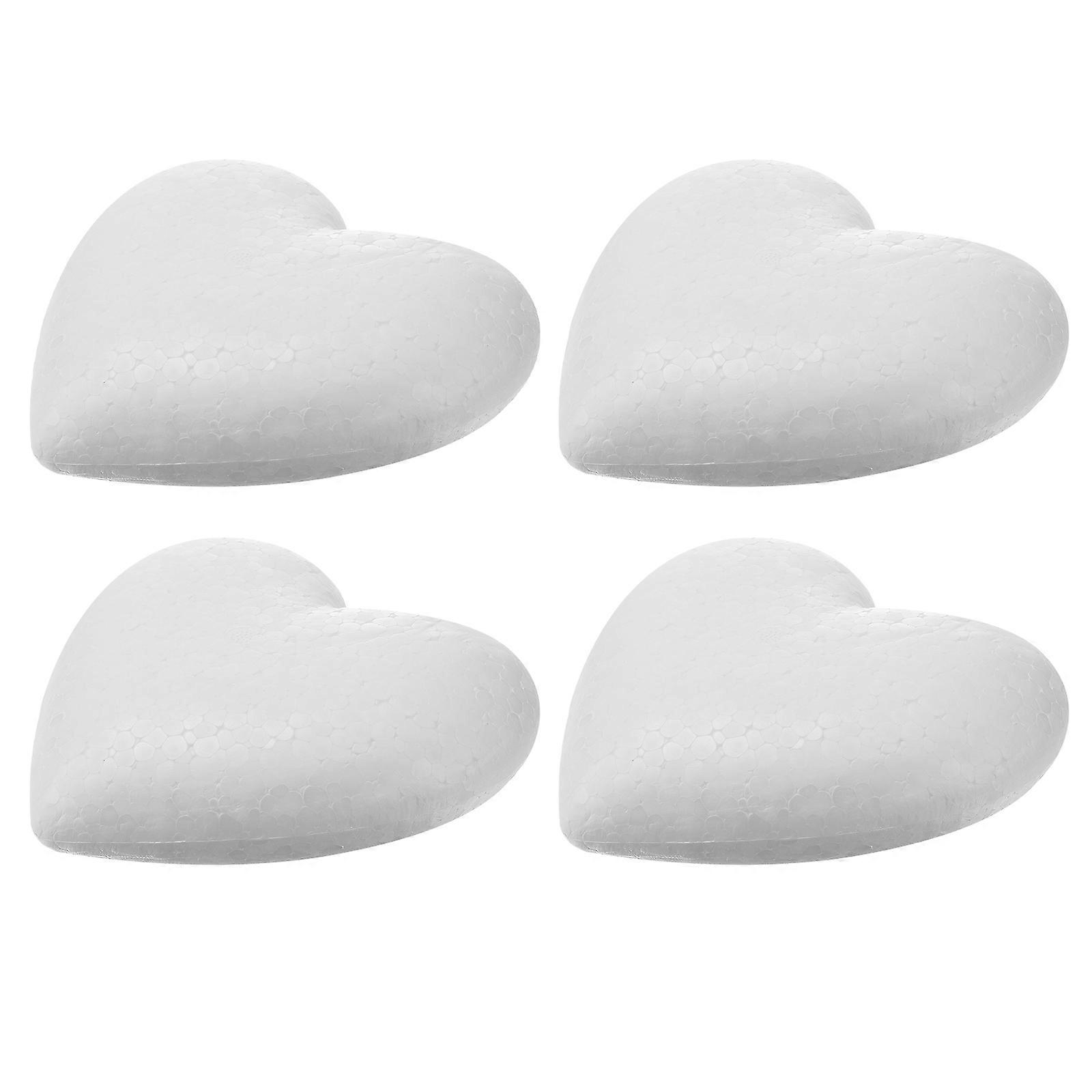 DIY Wedding Craft Heart Ornaments 4Pcs Solid White Foam Decoration