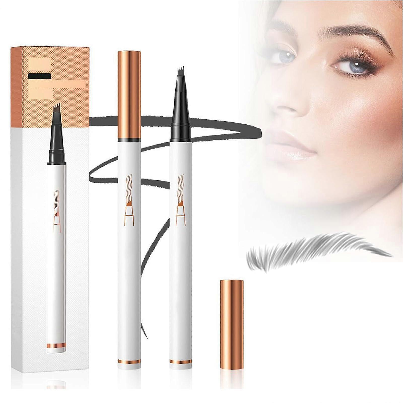 Waterproof Microblading Eyebrow Pencil with 4 Fork Tip for Precise 3D Natural Brow Definition AGray