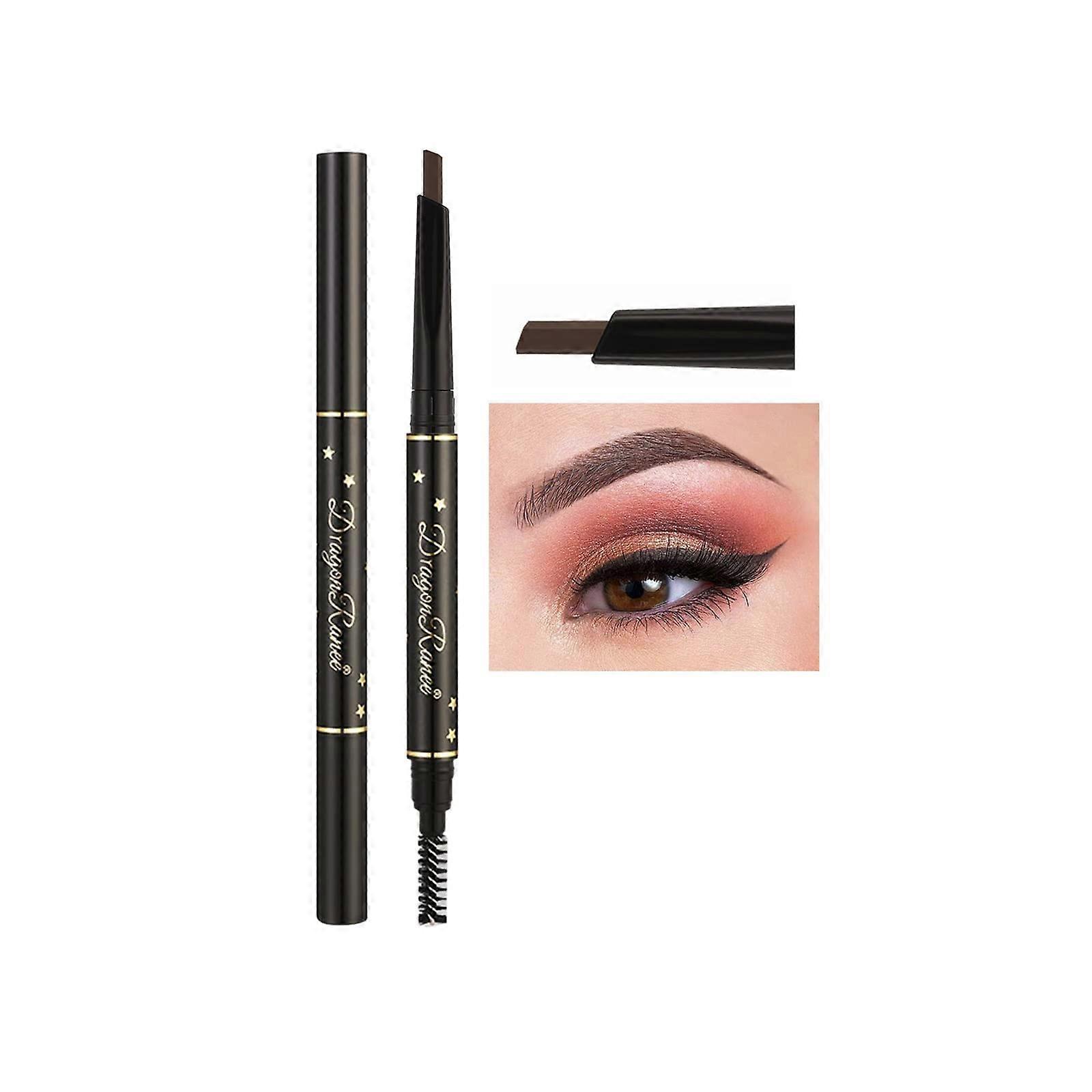Waterproof Dual Ended Eyebrow Pencil with Brush, Long Lasting Triangular Tip, Coffee Color