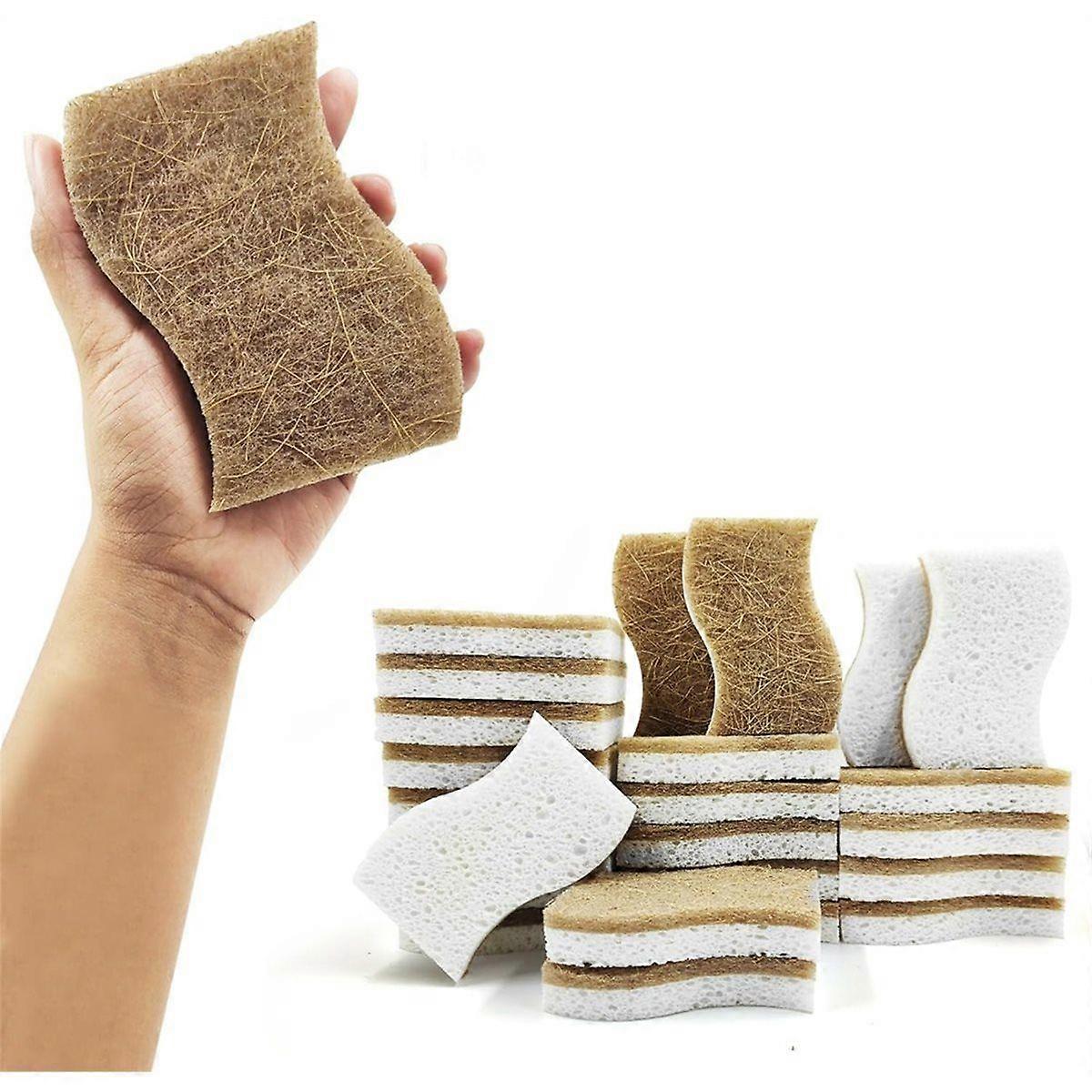 24 Pack Dishwashing Sponge, Biodegradable Natural Kitchen Sponge - Compostable Cellulose and Coconu