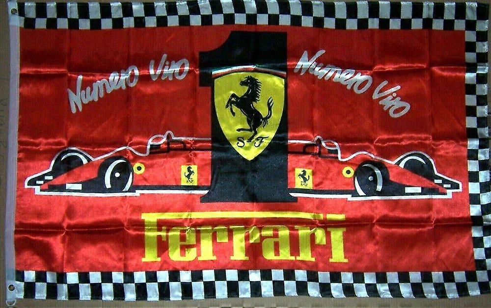FERRARI RED CHECKERED NUMERO UNO SATIN CAR FLAG QQ 0621