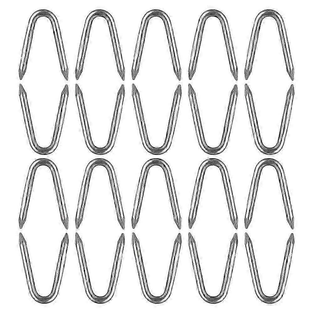 Fence Wire Fasteners U Type Staples for Mesh Wire 3Pcs 1 Bag Silver