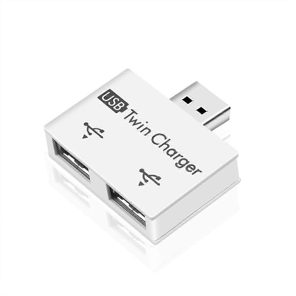 USB Hub 2 Port Adapter Splitter Speed USB 2.0 Dual Device Charging Extender for Phone Computer White