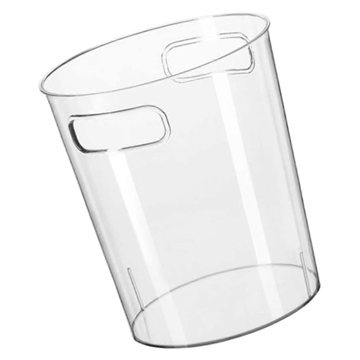 Large Capacity Trash Can with Lid, Clear Round Garbage Bin for Home Office Desktop Use