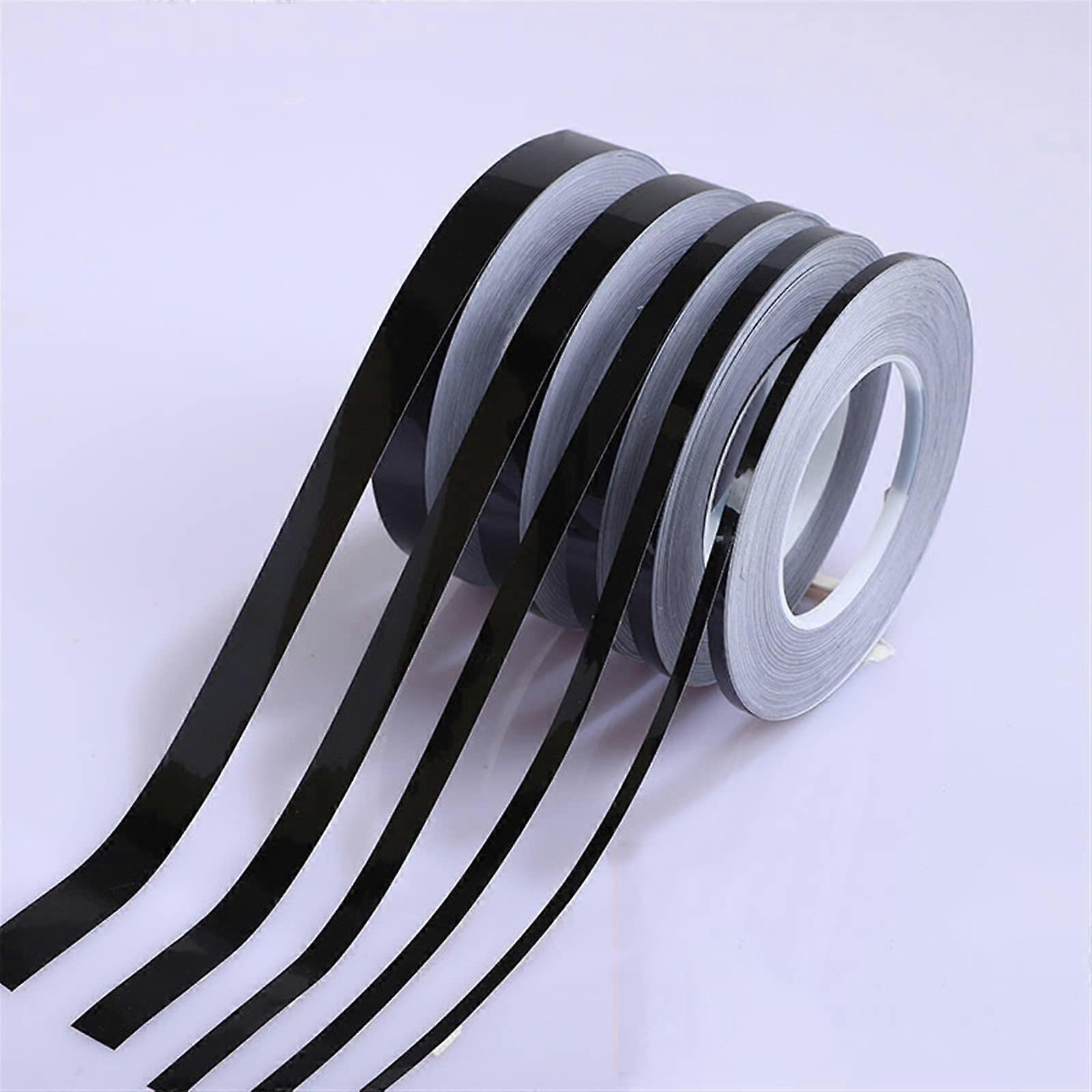PVC Self Adhesive Wall Border Mirror Black 1cm Waterproof Decorative Trim Cuttable 164ft