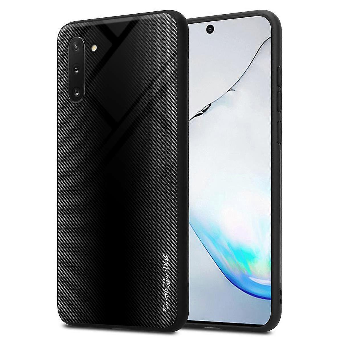 Samsung Galaxy NOTE 10 Case TPU Protective Case - Back Cover with Protective Glass - Striped Glass