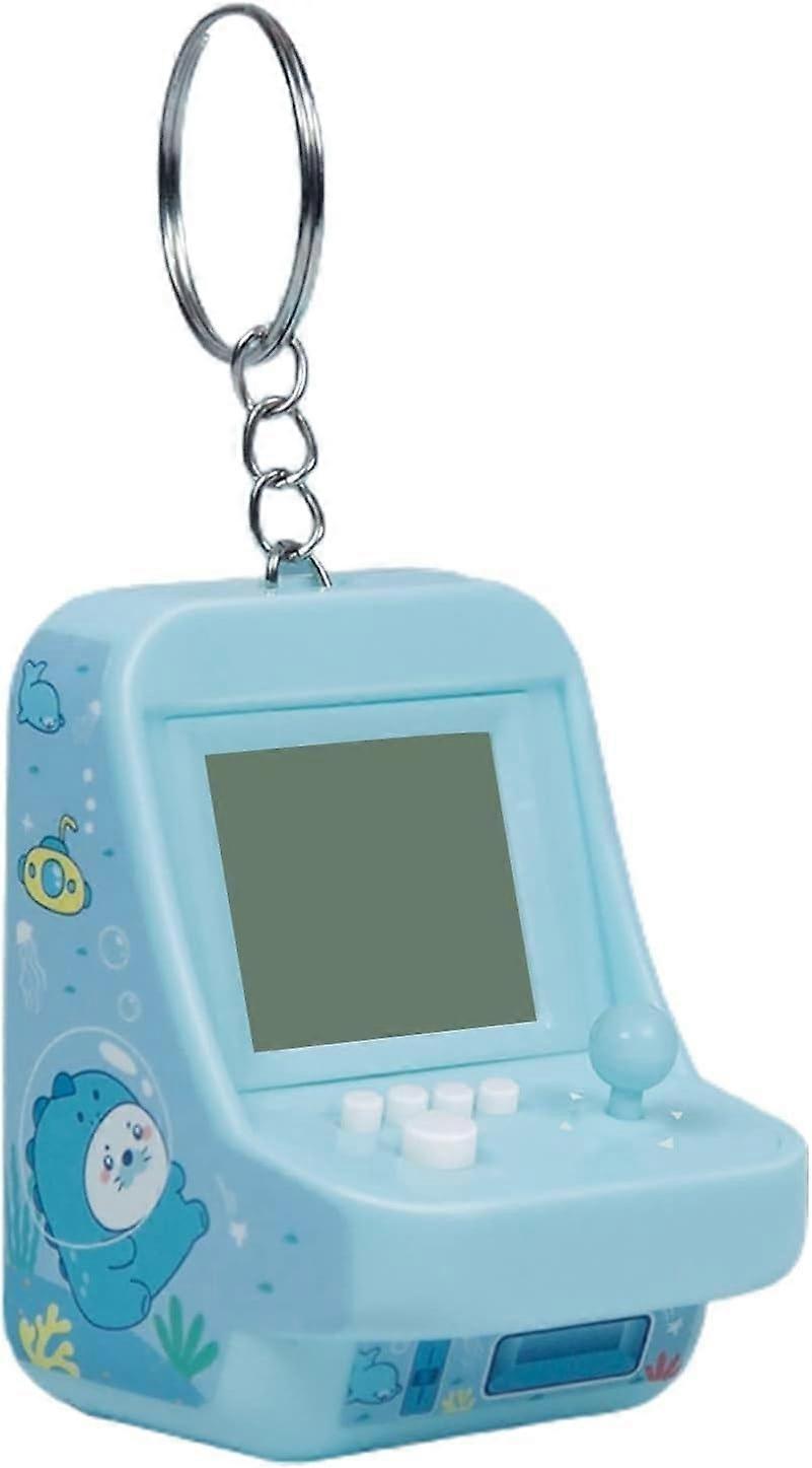 Blue Mini Arcade Machine with Keychain, 26 Classic Games Plug and Play Retro Handheld Game Console