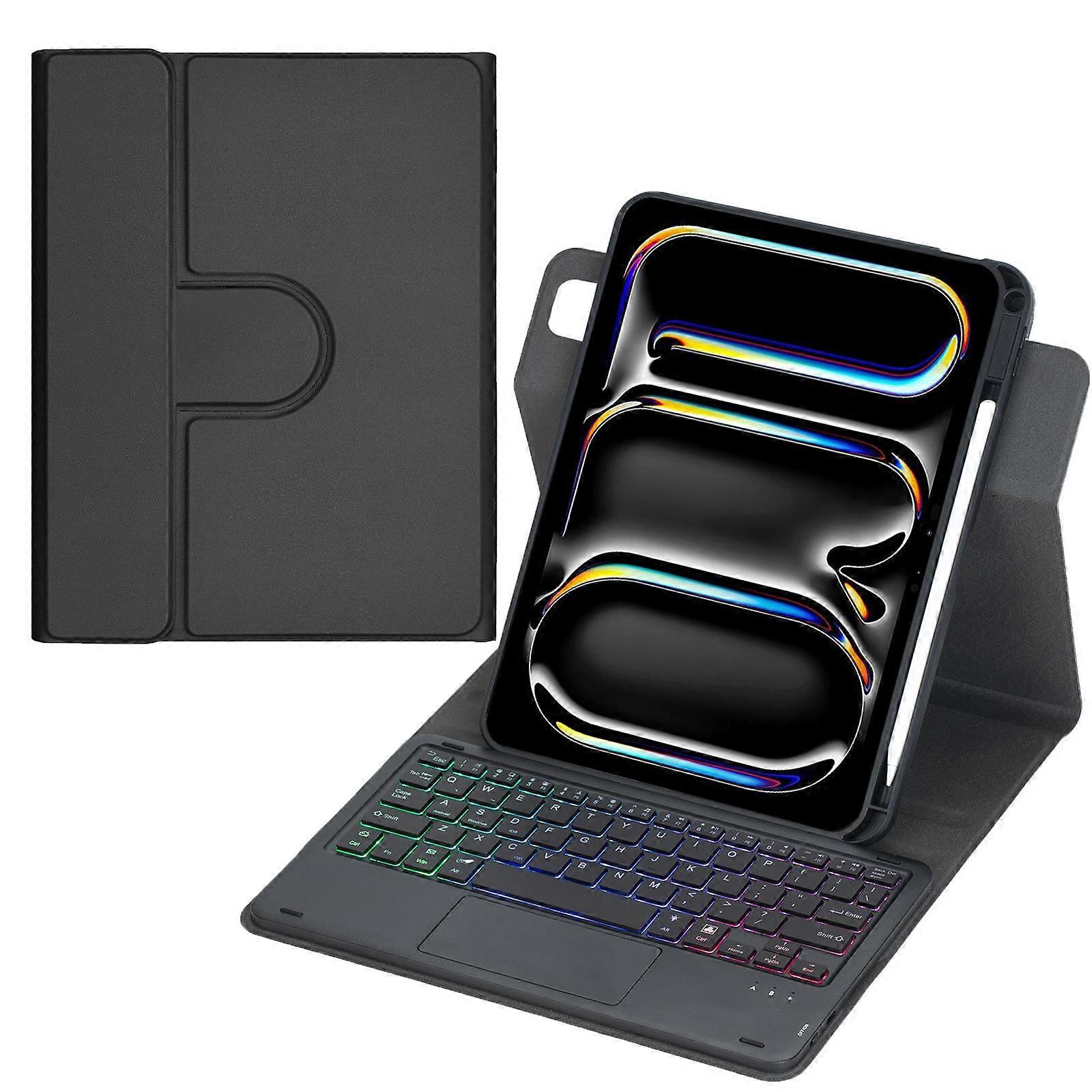 360-degree Rotation Backlight Bluetooth Keyboard Leather Tablet Case with Touchpad