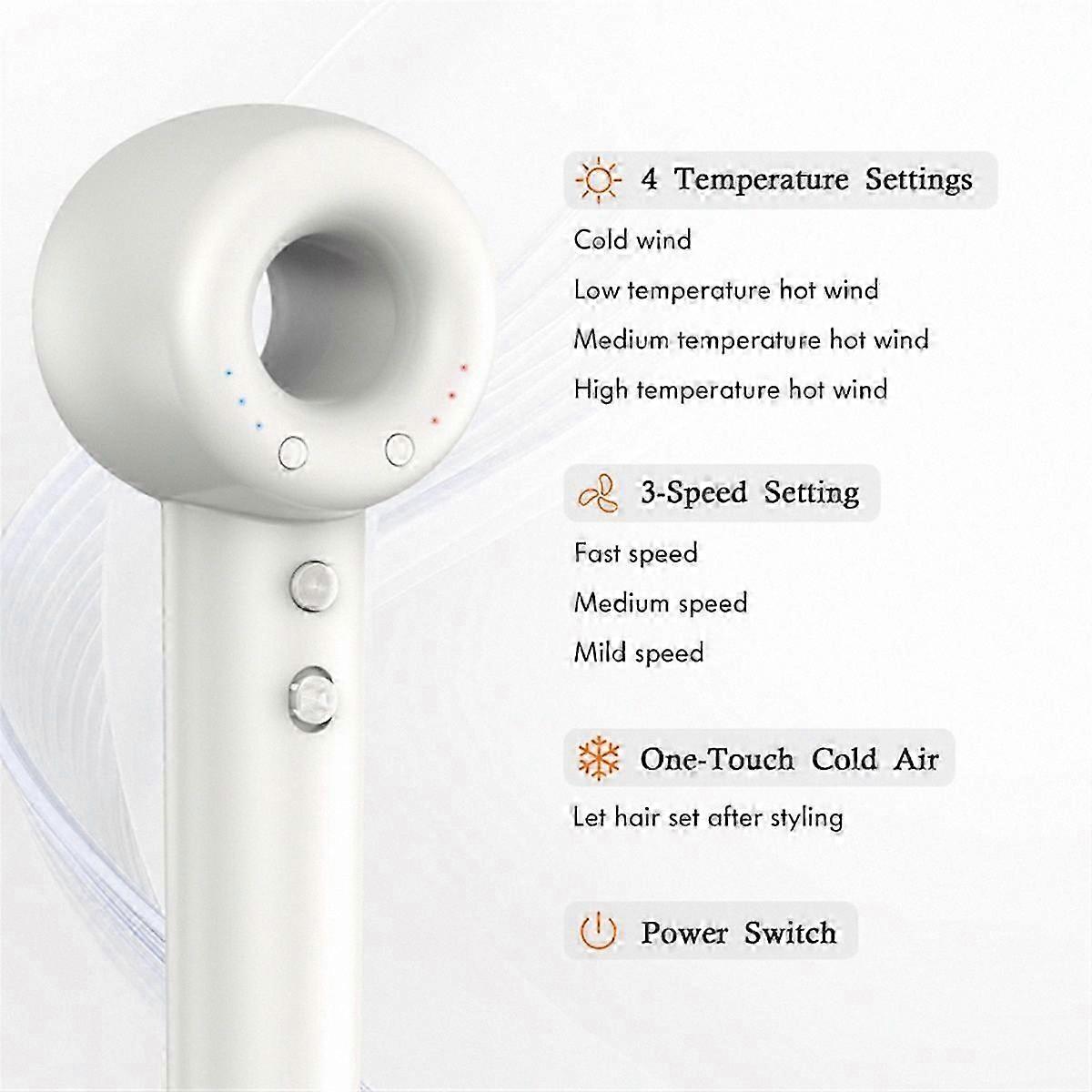 Negative Ion Hair Dryer Fast Drying, High Speed, Leafless Design, EU Plug