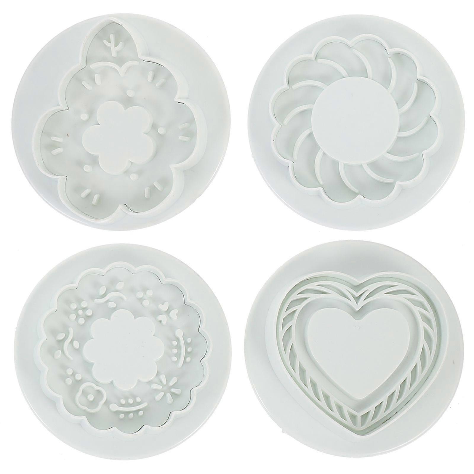 4Pcs Cookie Stamps Reusable Plastic Cookie Cutter DIY Baking Cookie Molds
