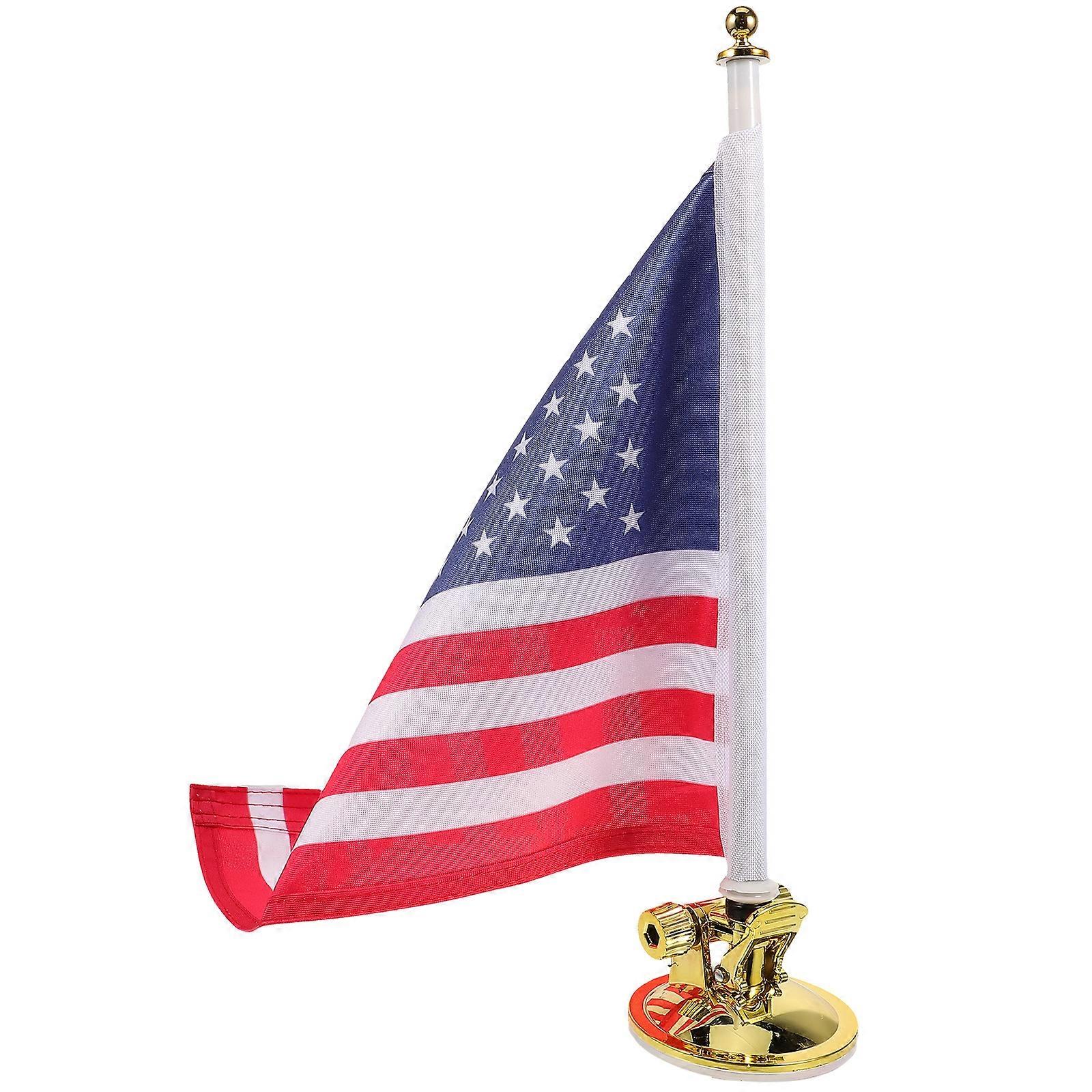 Flag Pole Clamp Mount Polyester Car Flagpole Stand Assorted Color High-speed Driving Suction Cup 1 Set