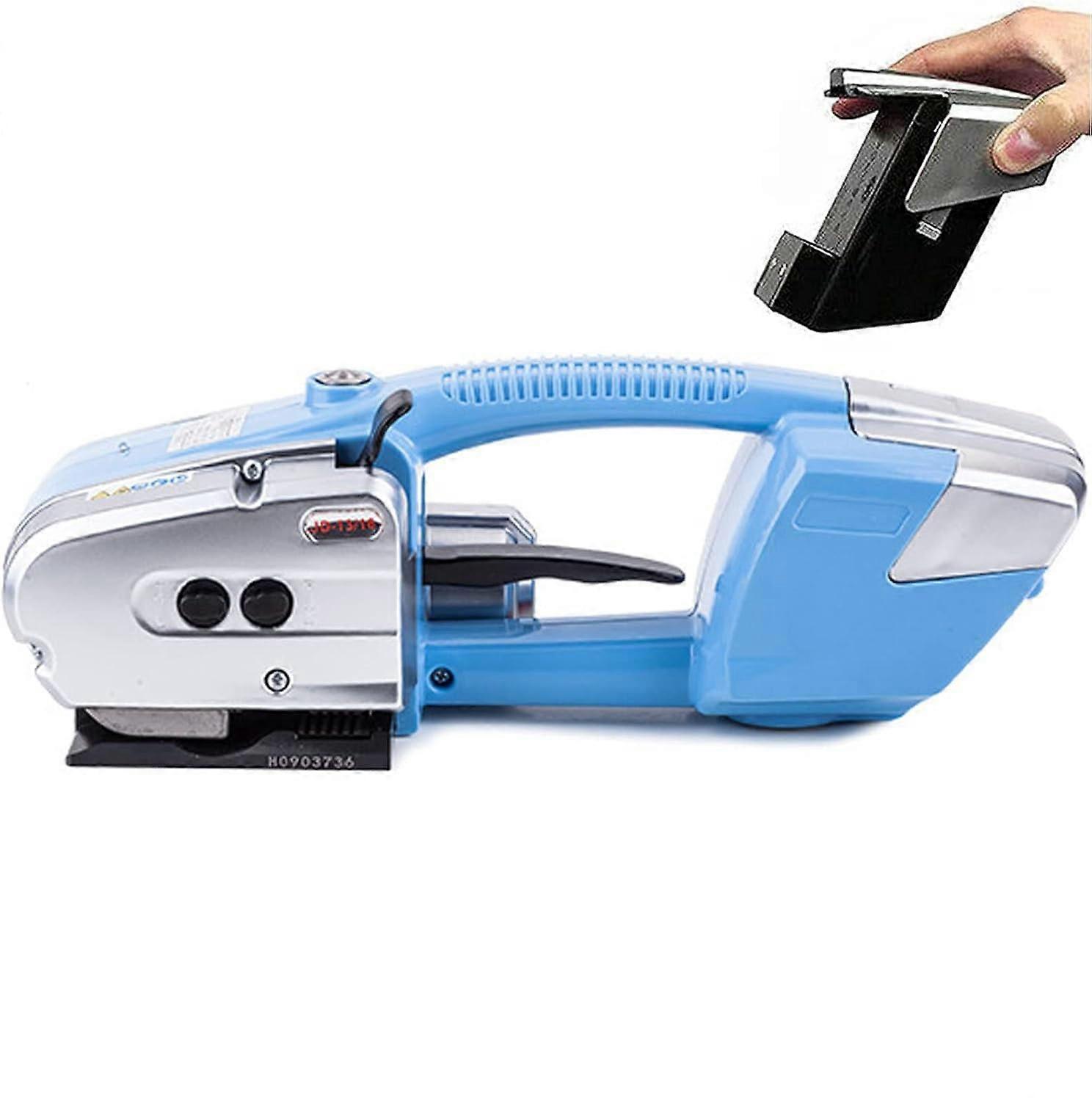 Electric Strapping Tool with Automatic Weld and Cut, Cordless Adjustable Tension for Pallet Packing