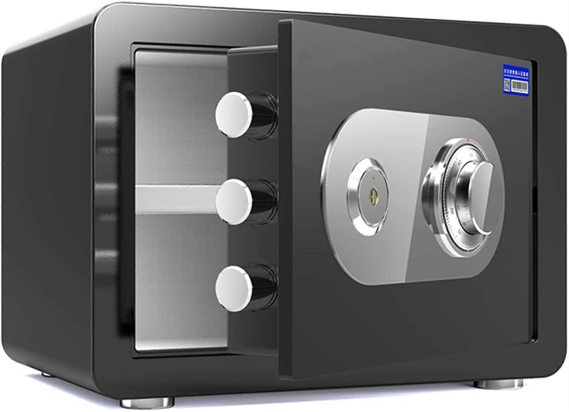 Home Safe Fireproof 2 Hours Waterproof Steel Safe Box with Mechanical Lock AntiTheft Black 35x25x25cm