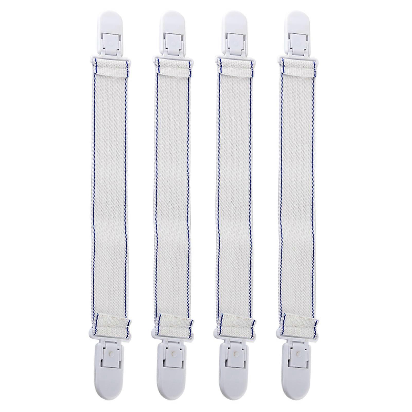 Elastic Bed Sheet Straps and Sheet Clips, Adjustable Heavy Duty Holders for Flat and Fitted Sheets