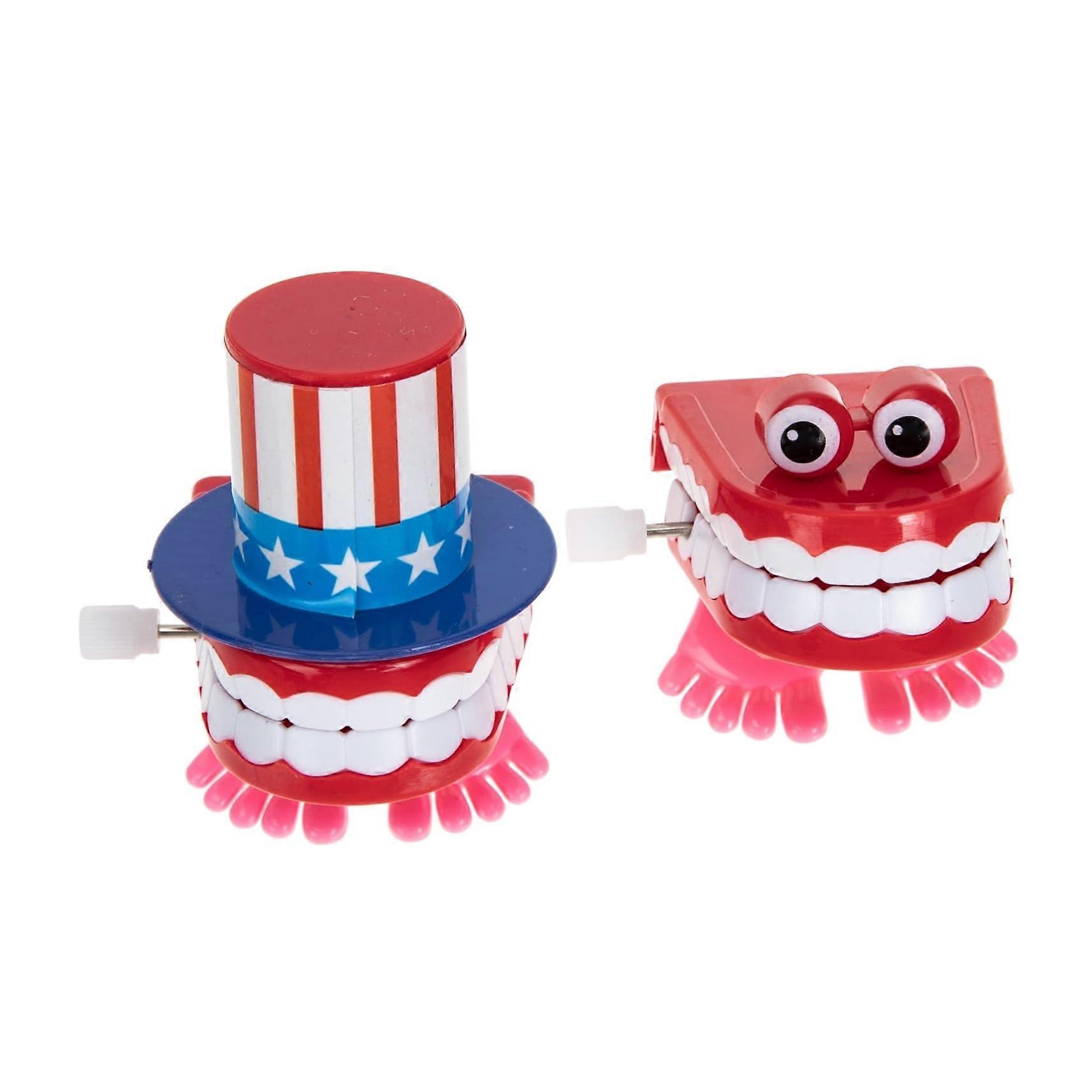 Wind Up Chattering Teeth Set with Instant Chomping Action for Dental Party Decorations, 2 Pcs