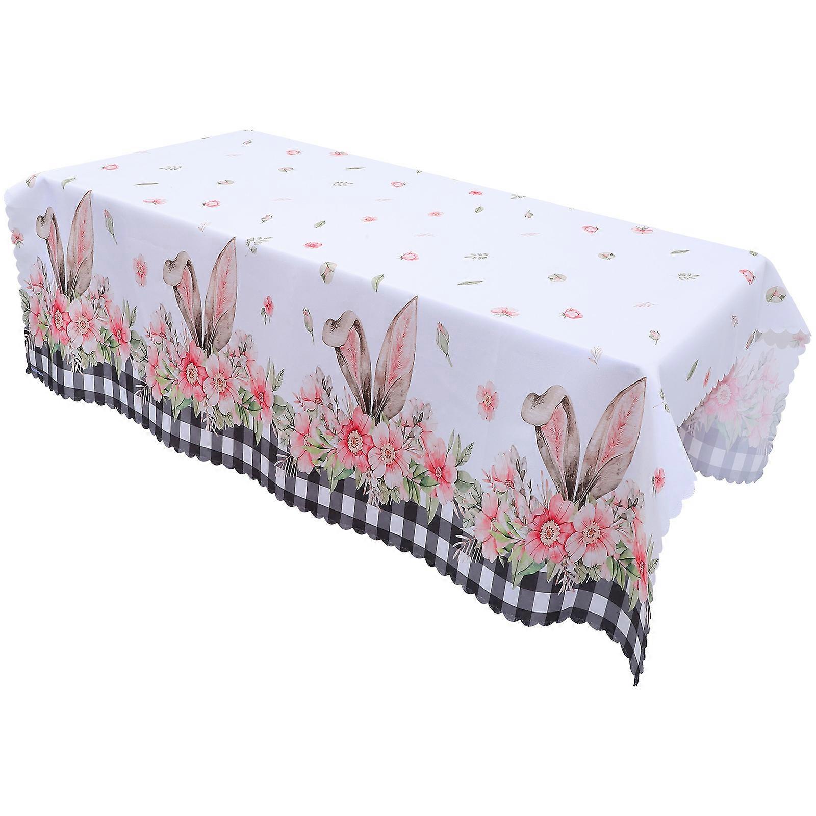 Easter Tablecloth Waterproof Table Cover for 2Pcs Kitchen Decoration