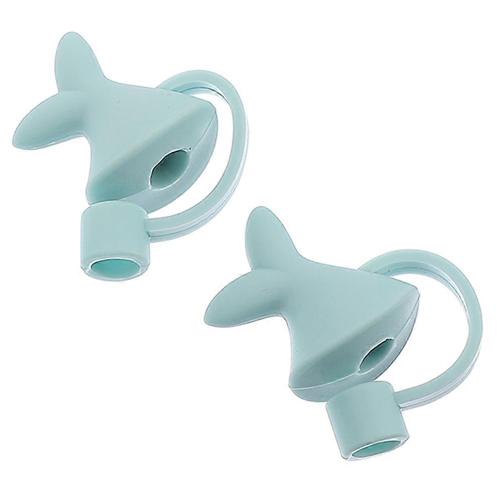 Silicone Straw Plug Dolphin Tail Shape Straw Tips Cover for 1Set Assorted Color