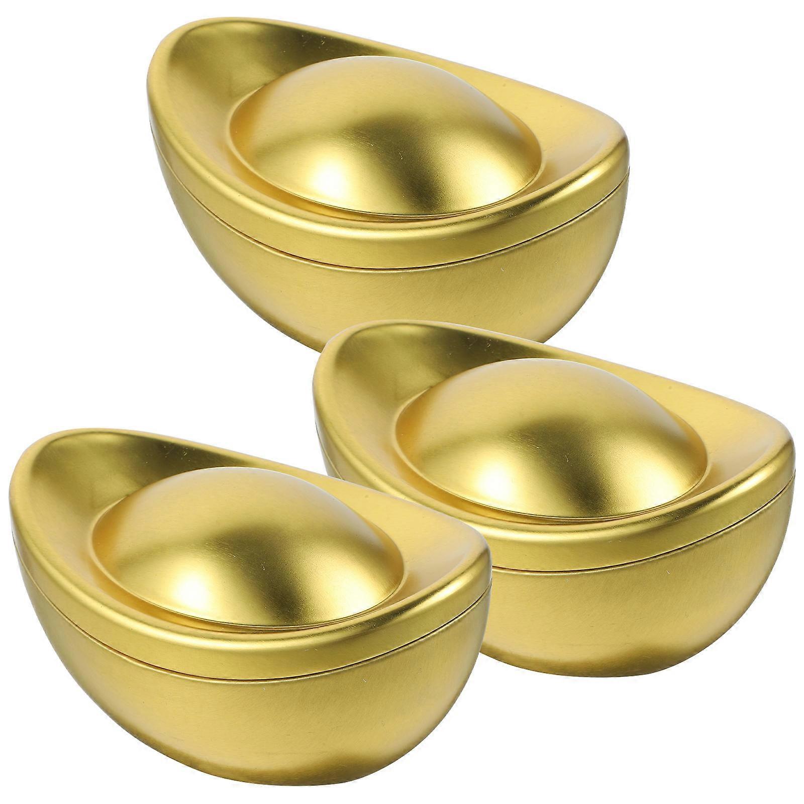 Decorative Candy Tin Box Perfect For Parties With Smooth Surface Ingot Shape 3Pcs Set