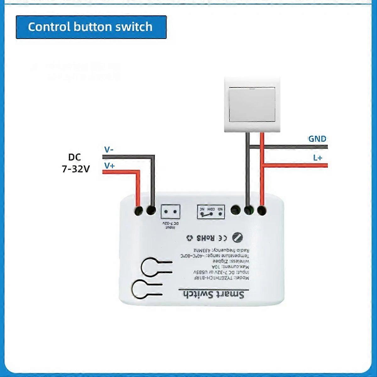 Tuya Smart Zigbee Switch with Temperature Sensor DC 7-32V
