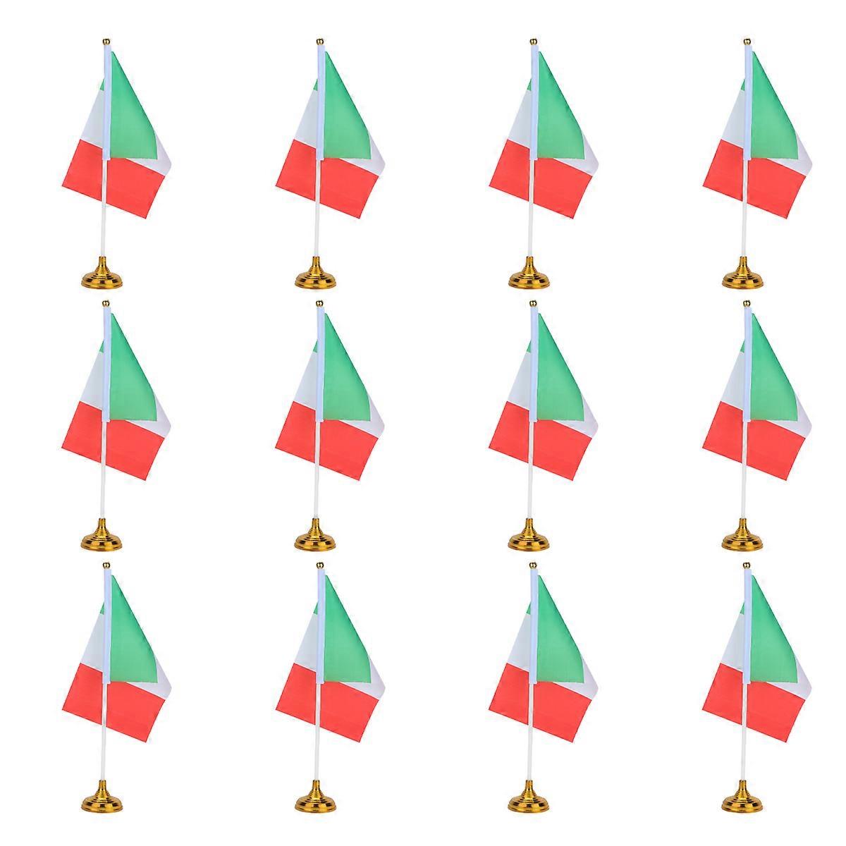 Italy Desktop Flag Decor Tabletop Flags with Base 12Pcs for Decoration