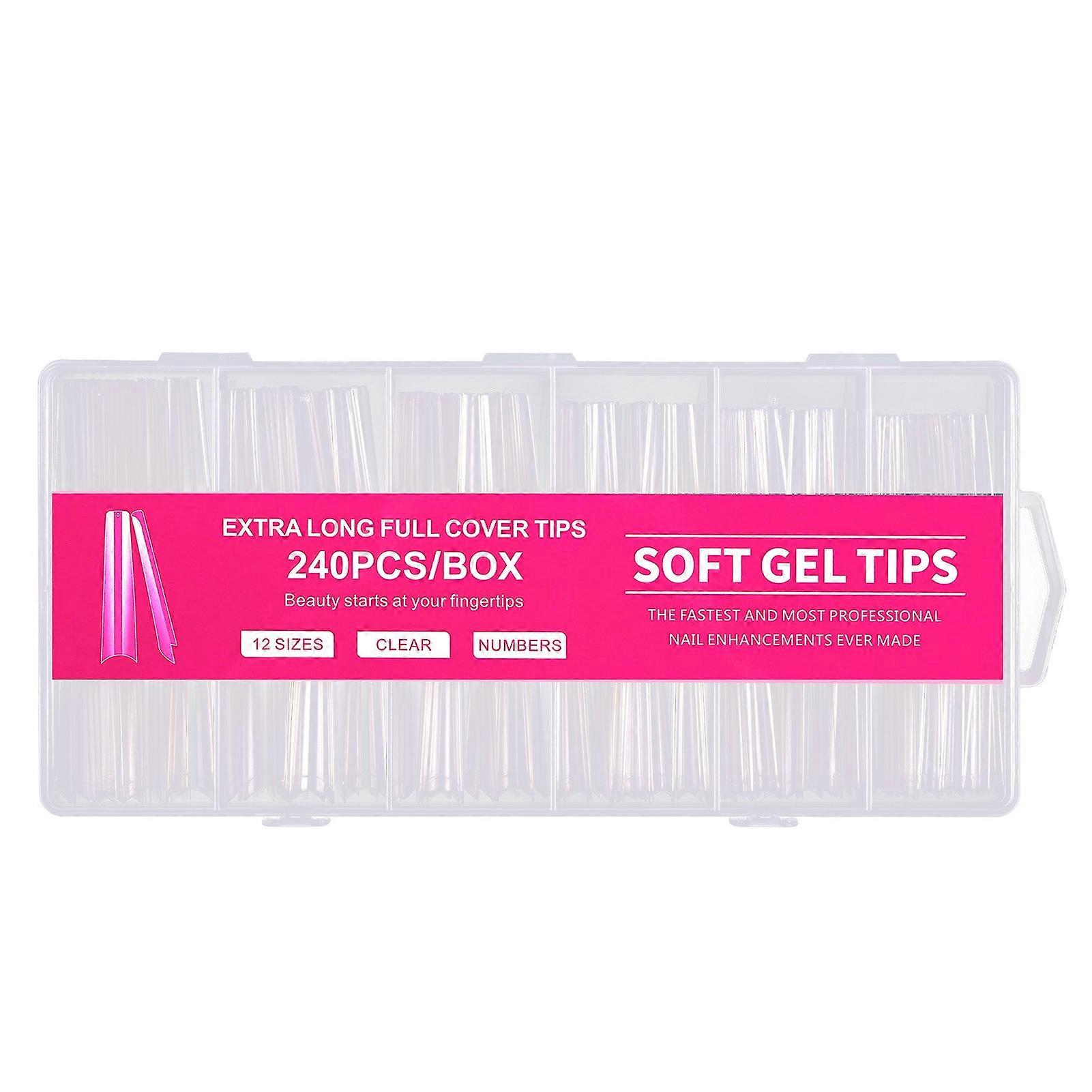 1 Box Fake Nails Transparent Plentiful Quantity Harmless High Durability Removable Extend Nails