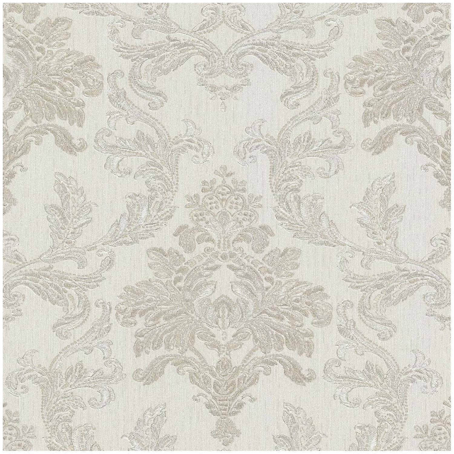 Vasari White Damask Wallpaper