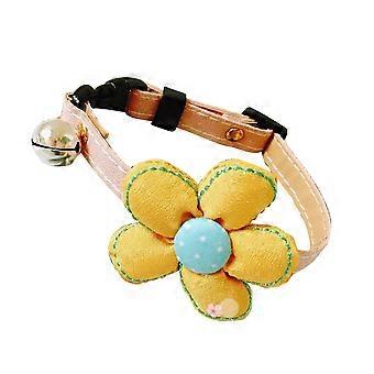 Kattklocka Halsband Blomhalsband för Husdjur Justerbar Gul
