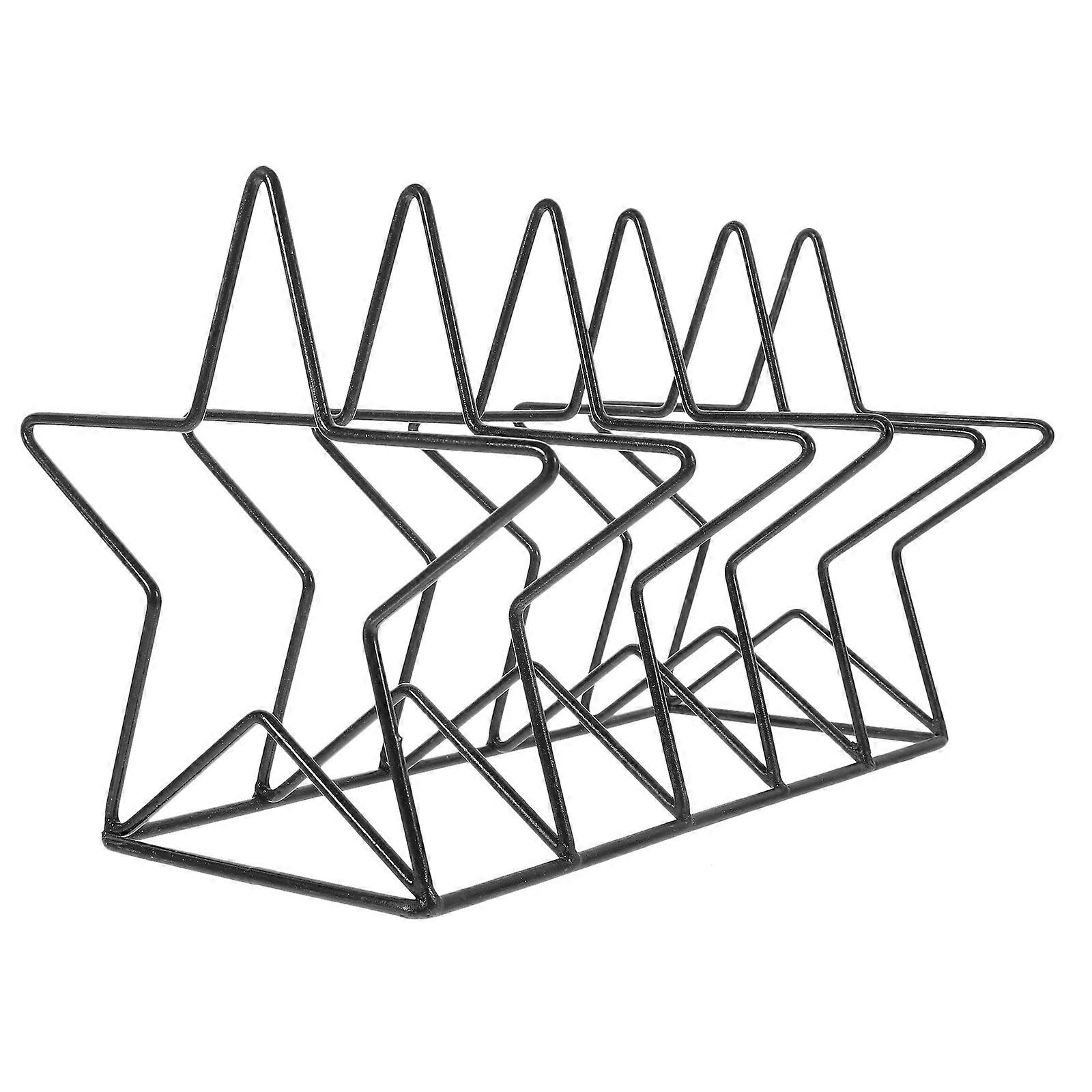 Five-Point Star File Folder Rack for Storage Vinyl Record Display Rack Black