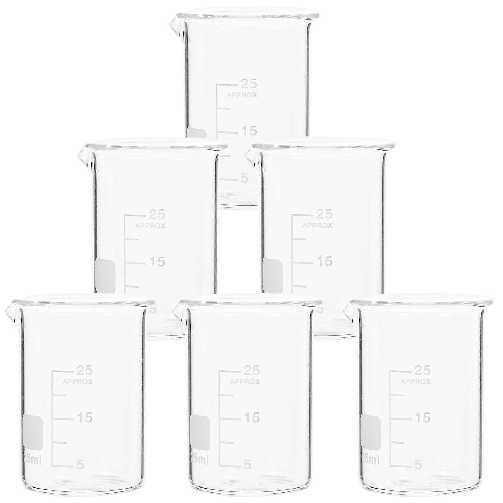 6Pcs Glass Beakers Measuring Cups for Accurate Lab Experiments