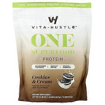 VitaHustle, One Superfood Protein, Cookies & Cream, 1.40 lbs (637 g)