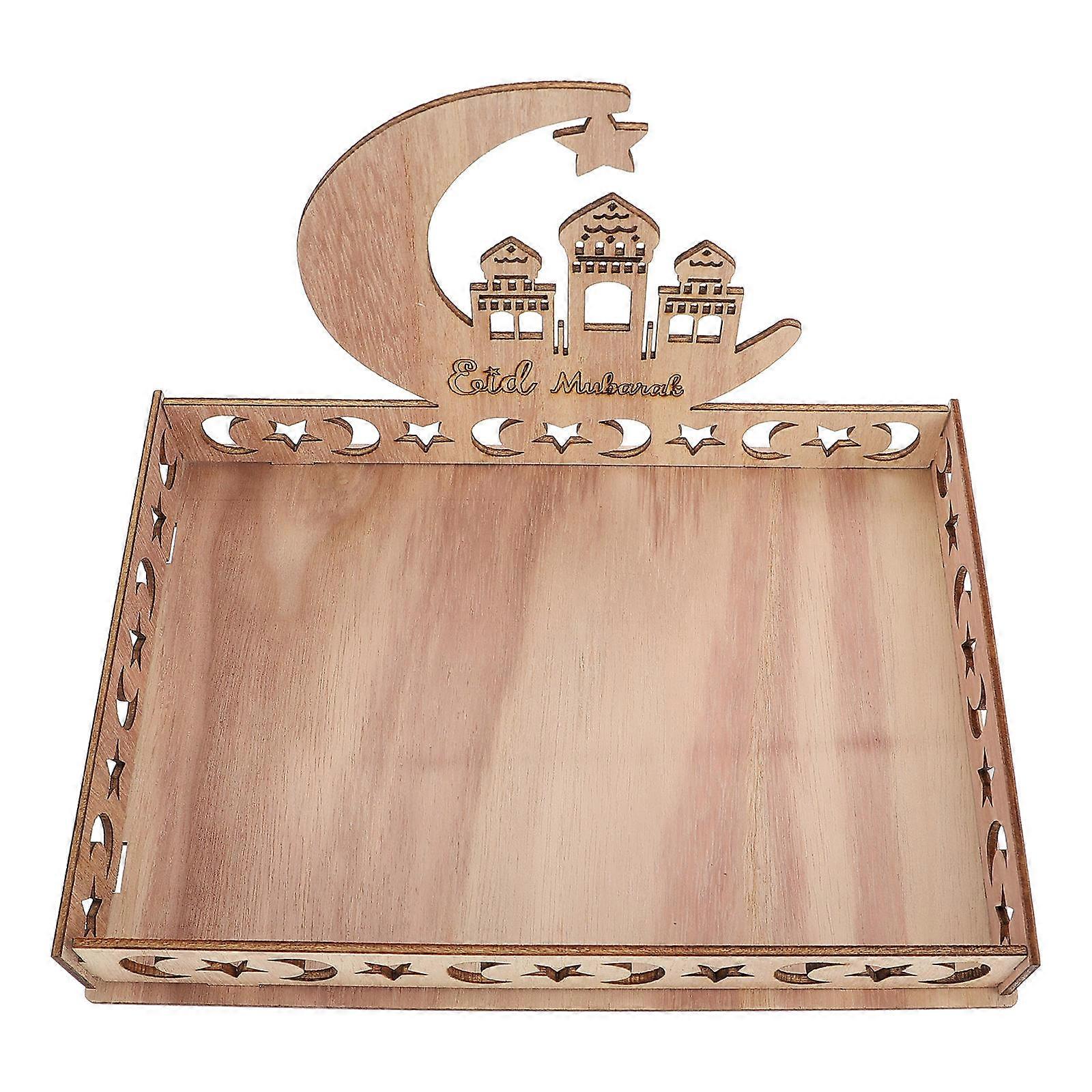 Dried Fruit Dish Wooden Food Storage 28x20cm Rectangular Eid Elements Design 1Pack