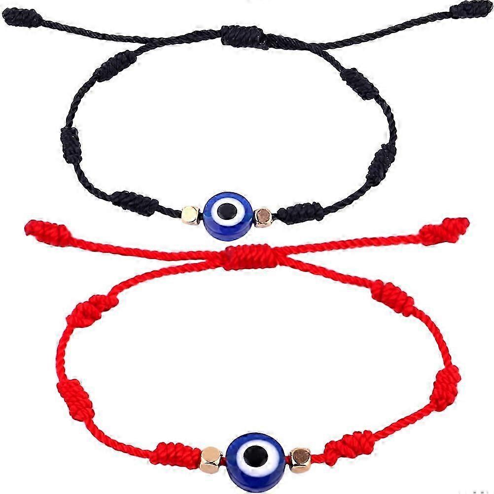 Braided Evil Eye Bracelet Adjustable String Bracelets 2Pcs for Decor