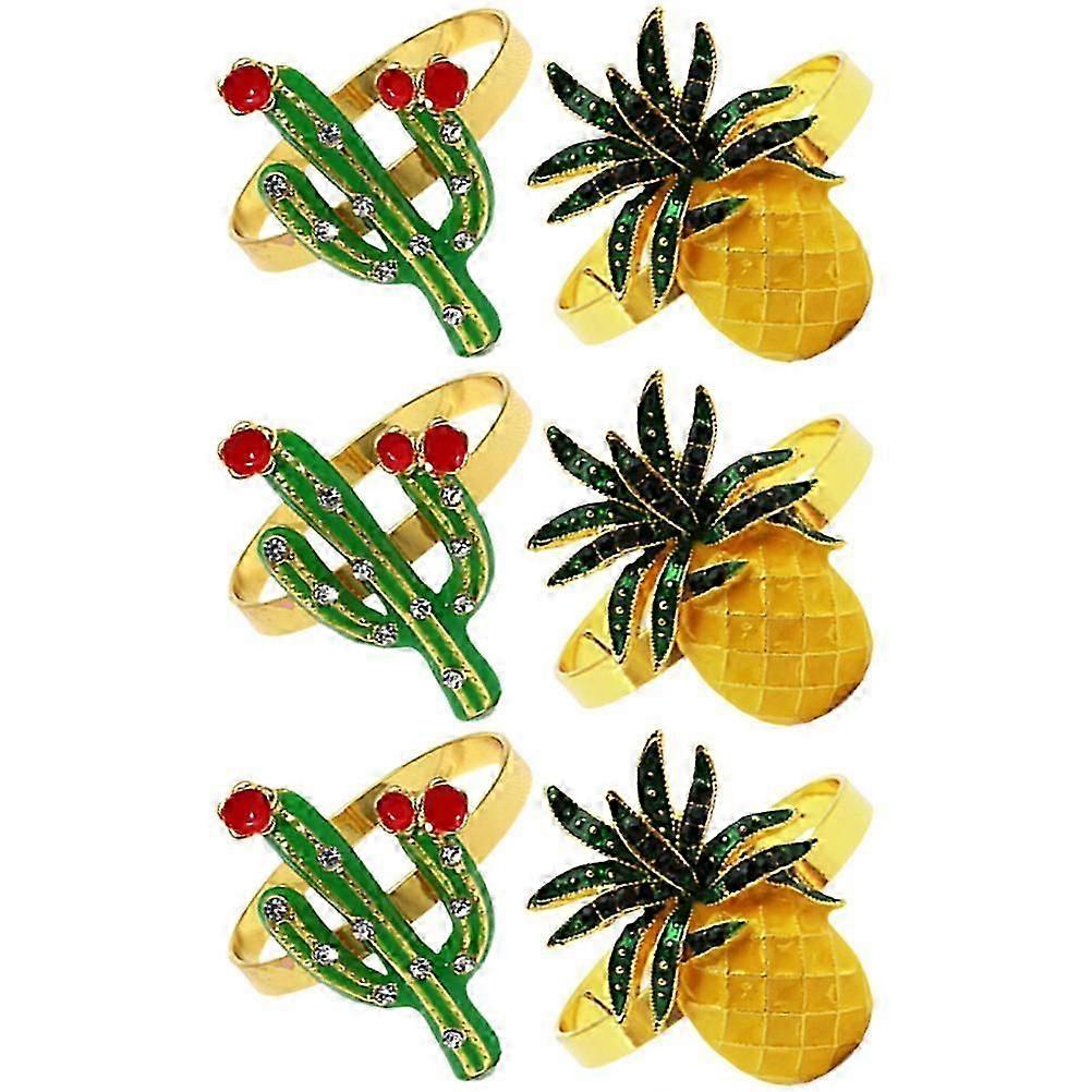 Pineapple Cactus Shaped Napkin Rings, 6pcs Set